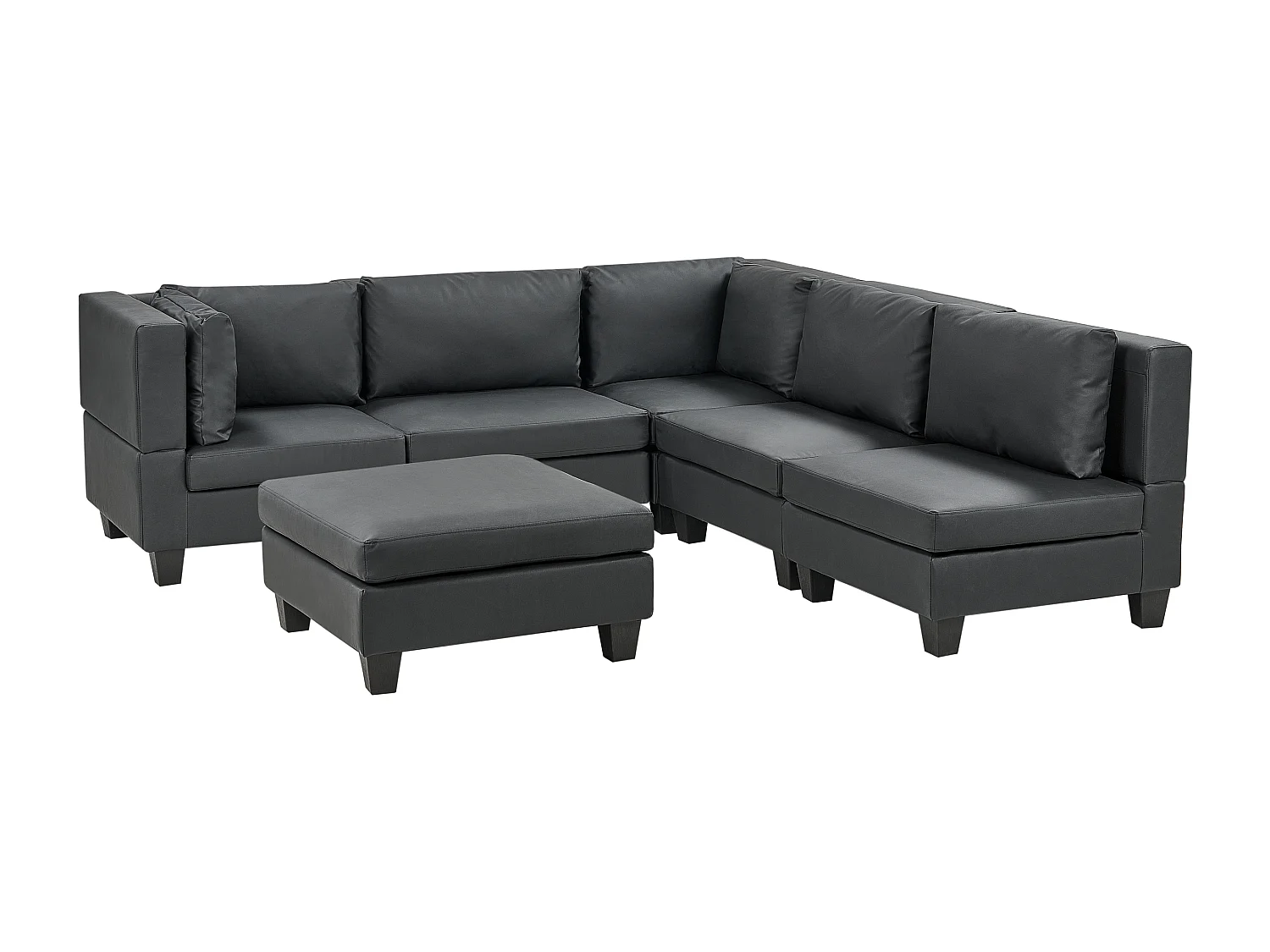 Sofá de canto modular UNSTAD Pele sintética Preto 5 lugares à esquerda