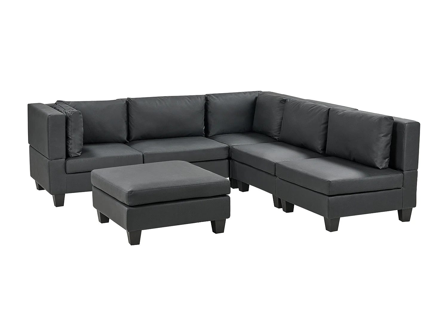 Canapé d'angle modulable UNSTAD Cuir PU Noir 5 places Côté gauche