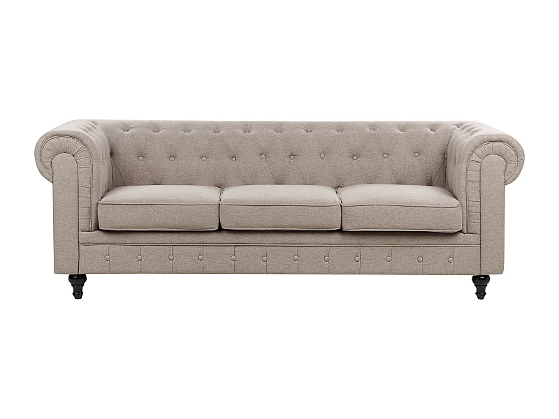 Canapé 3 places CHESTERFIELD Tissu Taupe