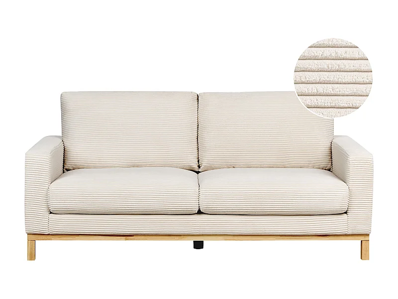 Canapé 2 places SIGGARD Velours côtelé Beige clair