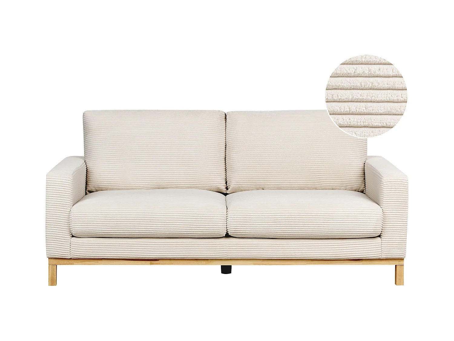 Canapé 2 places SIGGARD Velours côtelé Beige clair