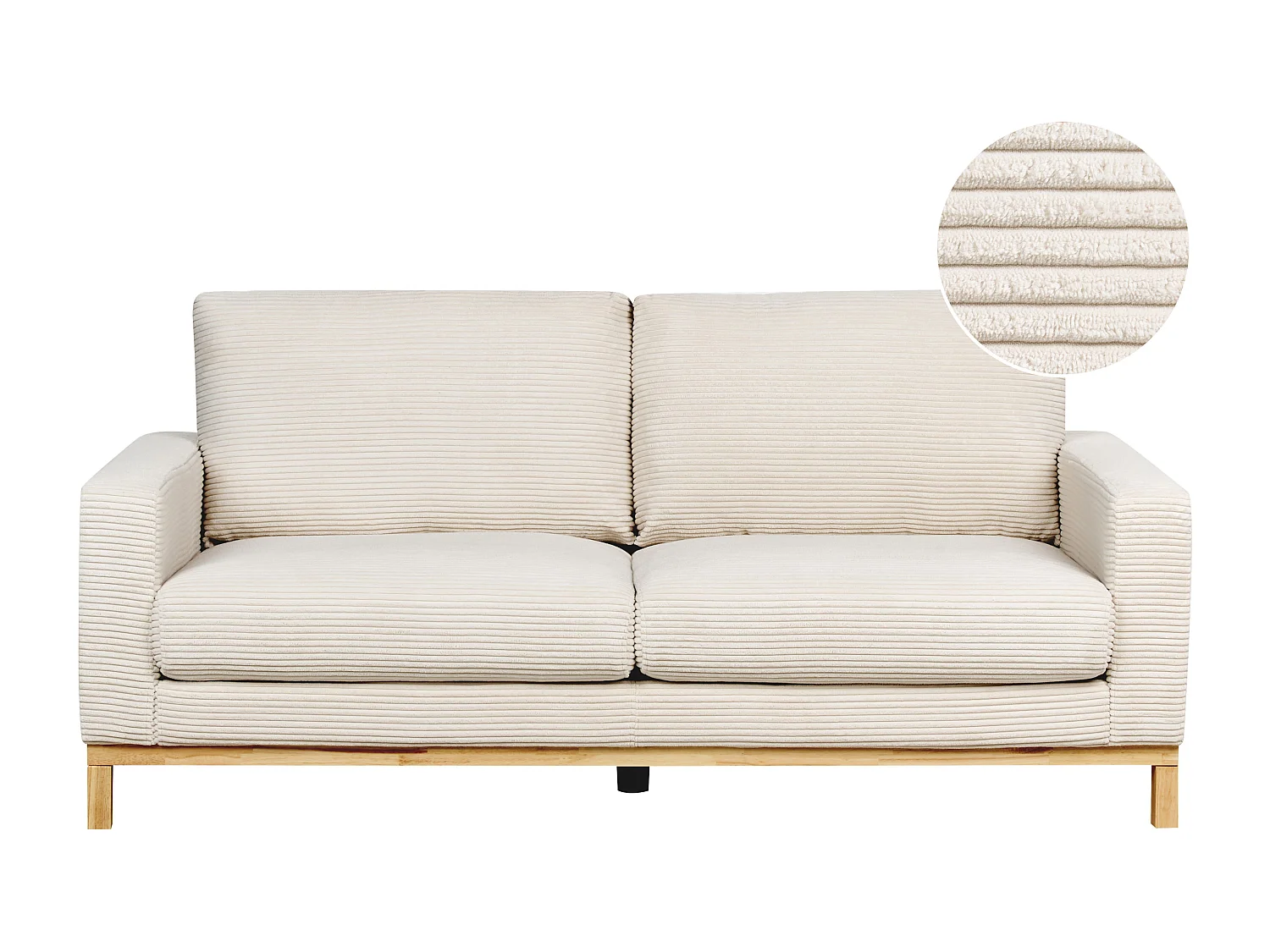 Canapé 2 places SIGGARD Velours côtelé Beige clair