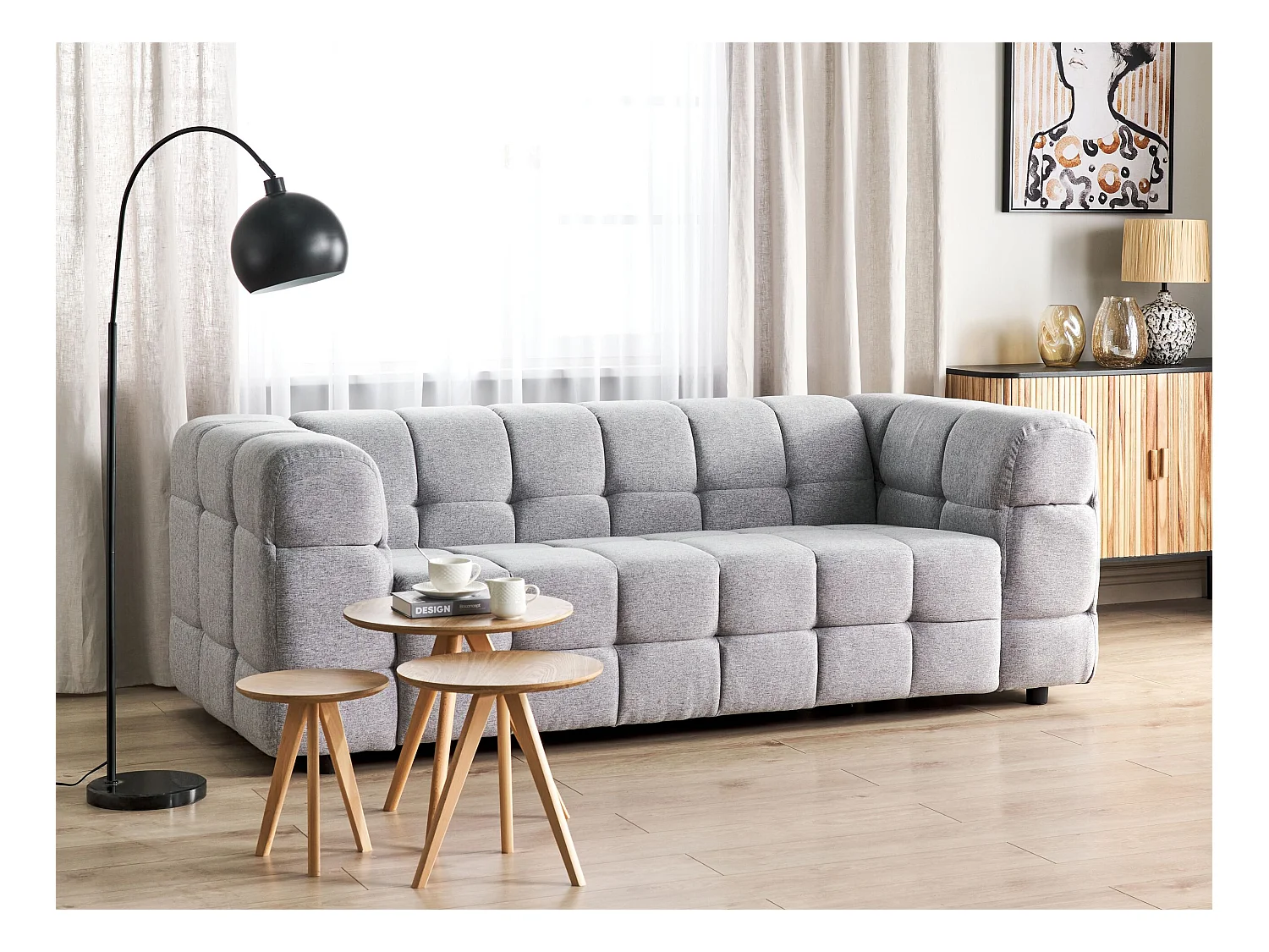 Canapé 3 places MULLOLA Tissu Gris clair