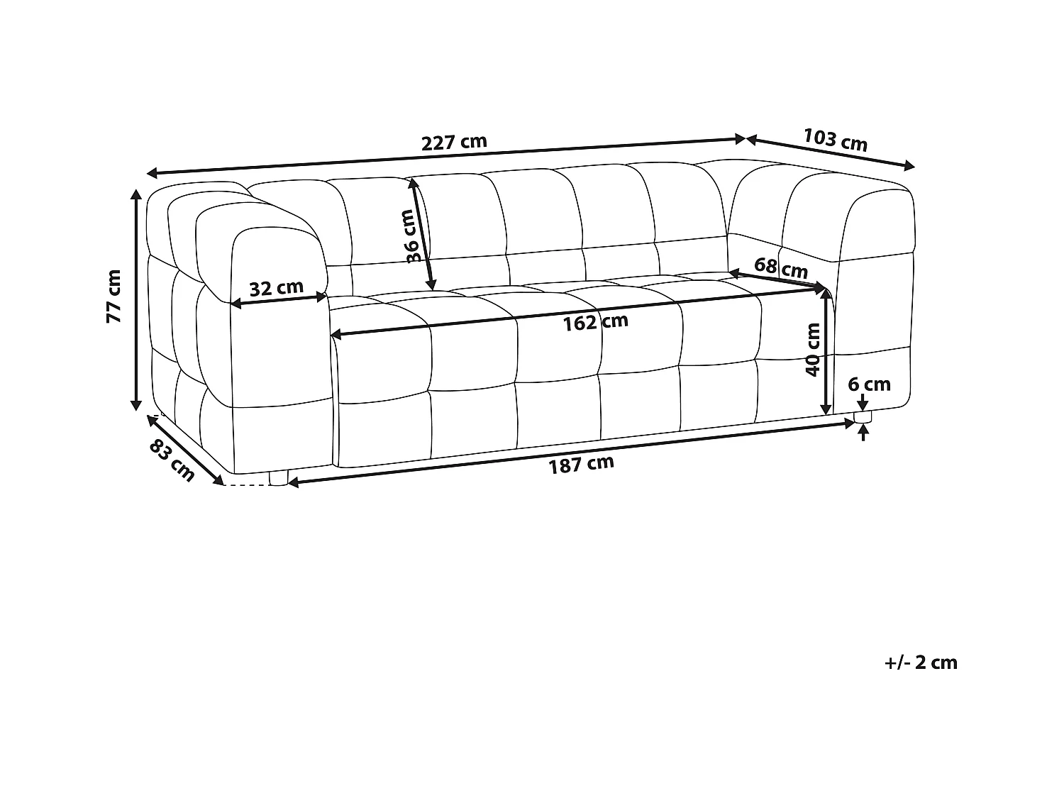 Canapé 3 places MULLOLA Tissu Gris clair