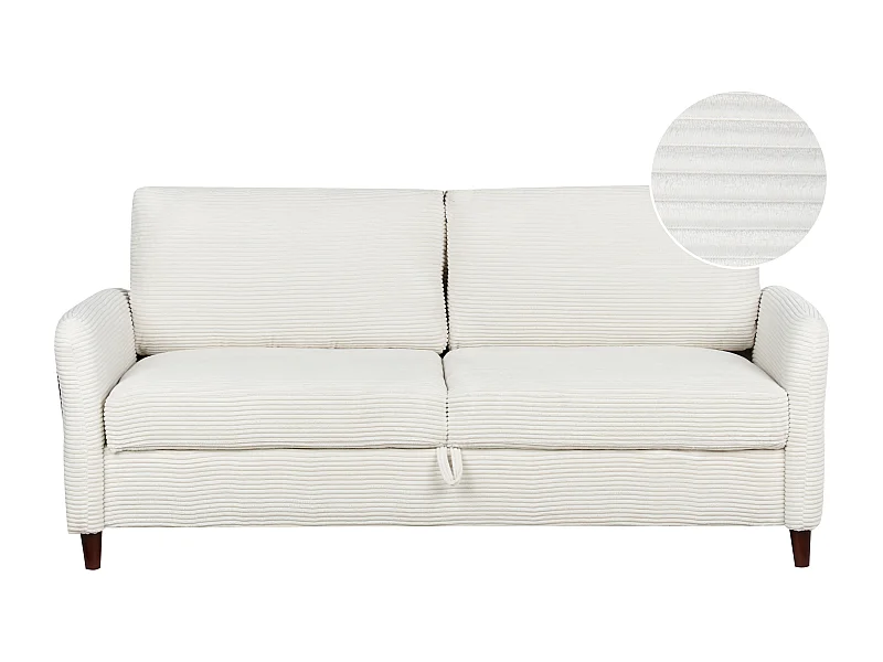 Sofa Cord weiß / cremeweiß 3-Sitzer gepolstert mit Stauraum Mare