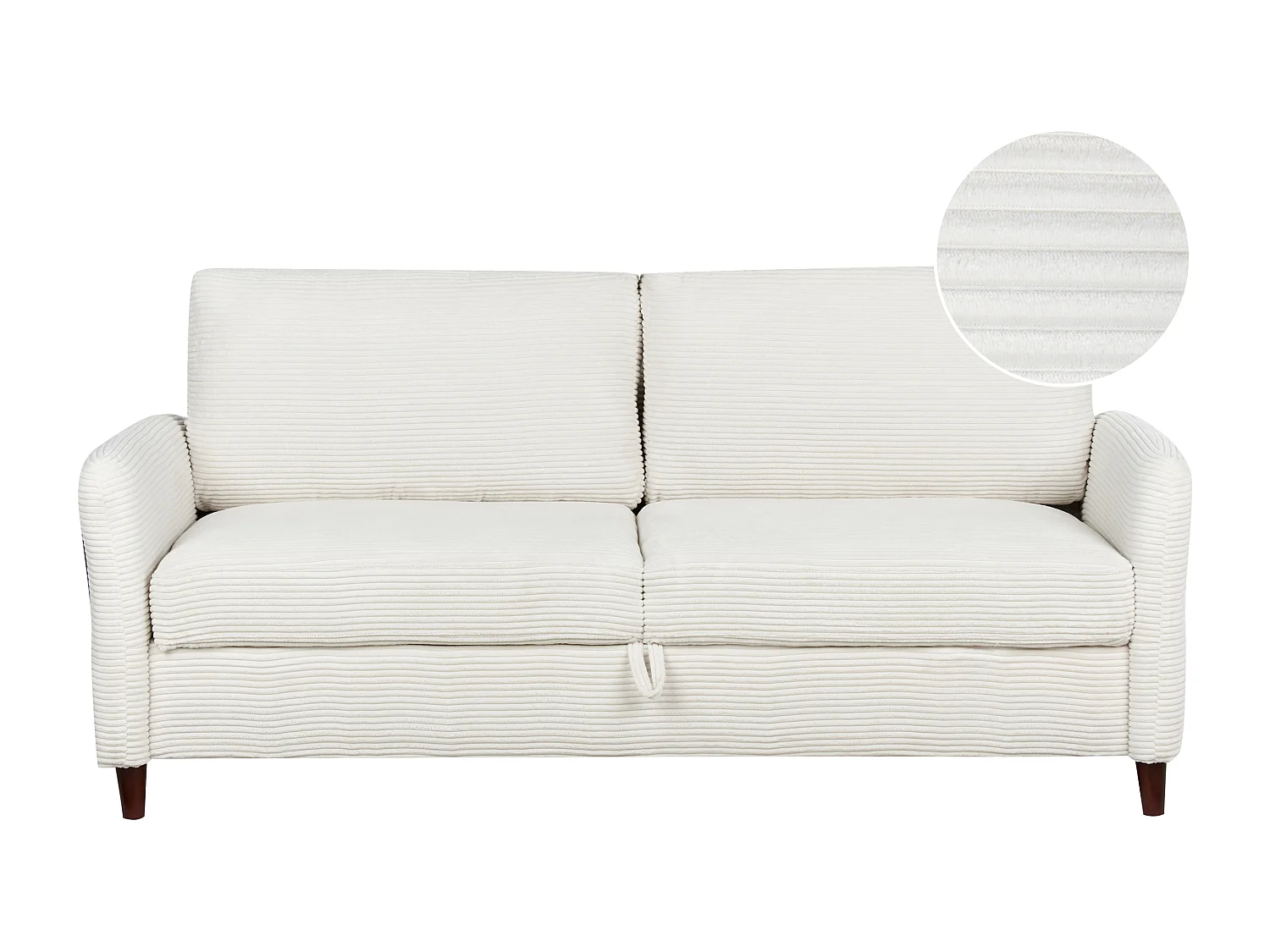 Canapé 3 places MARE Velours côtelé Blanc cassé avec rangement