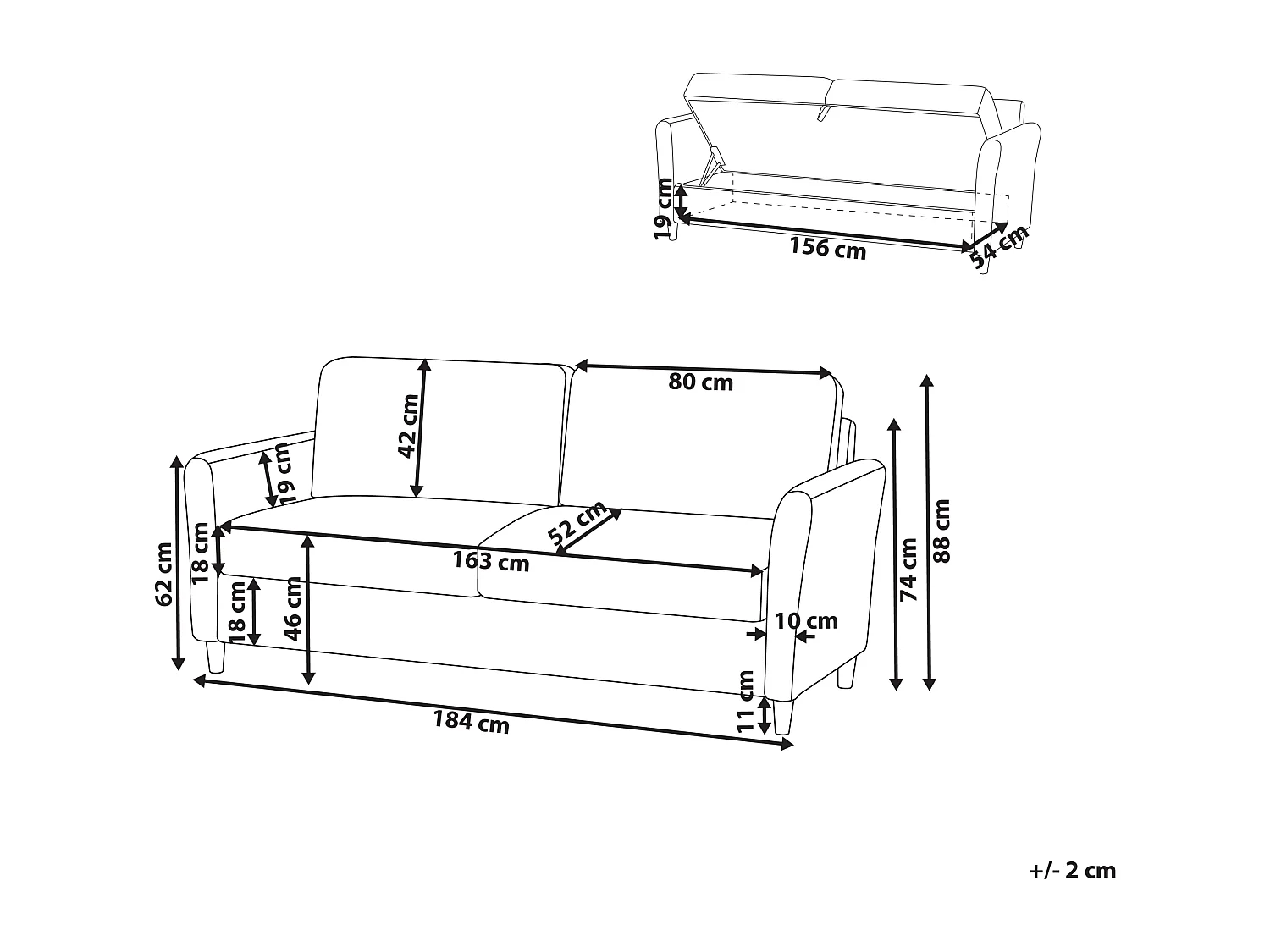 Canapé 3 places MARE Velours côtelé Blanc cassé avec rangement