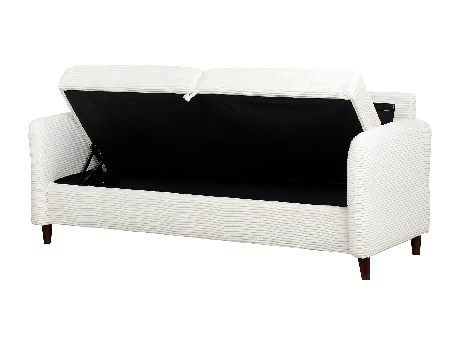 Canapé 3 places MARE Velours côtelé Blanc cassé avec rangement