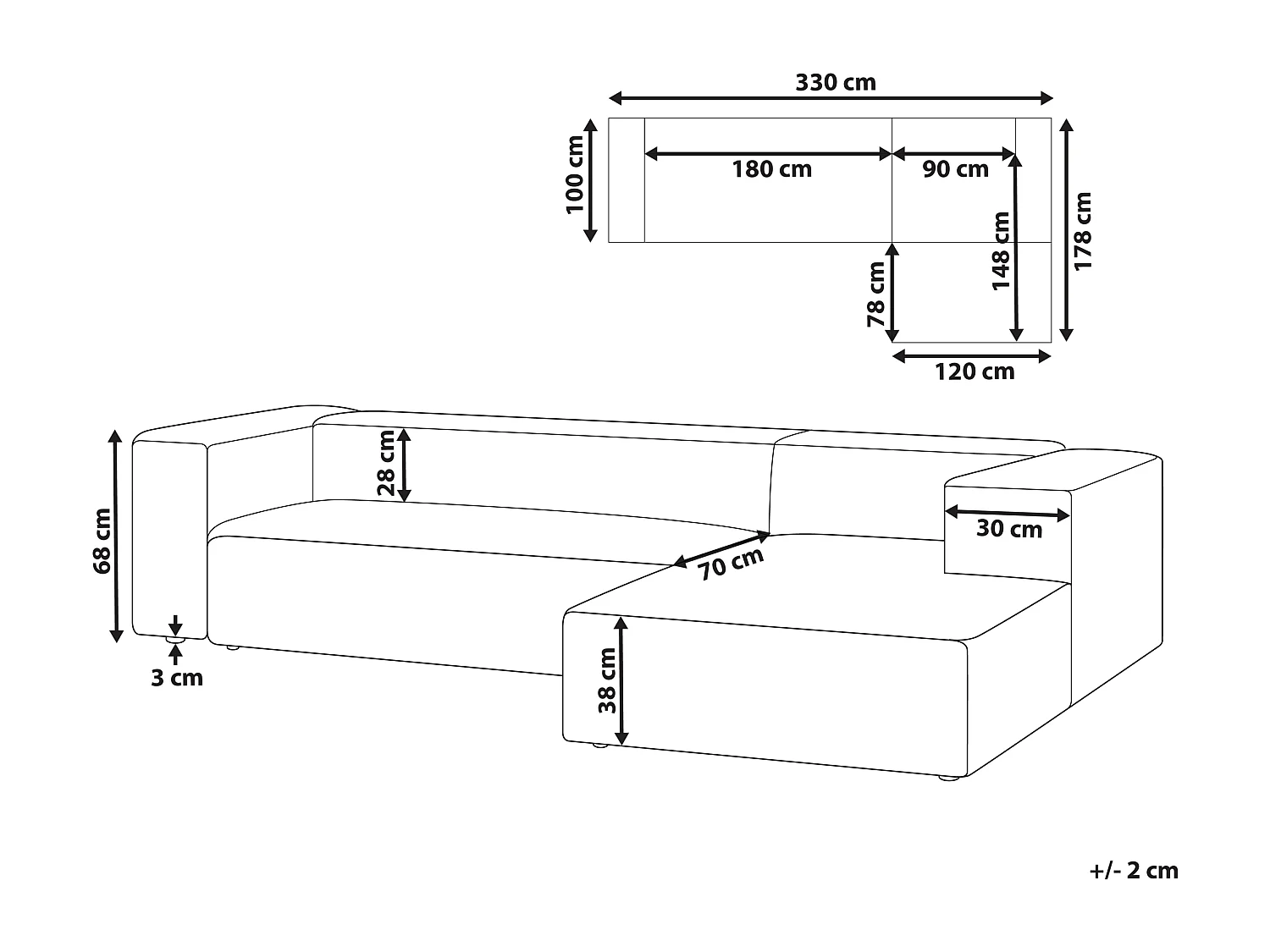 3-Sitzer Ecksofa L-förmig Samt beige taupe Chaiselongue links Armlehnen Vernon