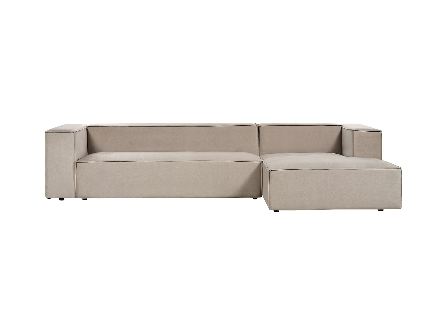 Canapé d'Angle Côté droite 3 Places en Velours Taupe Minimaliste Rembourré Vernon