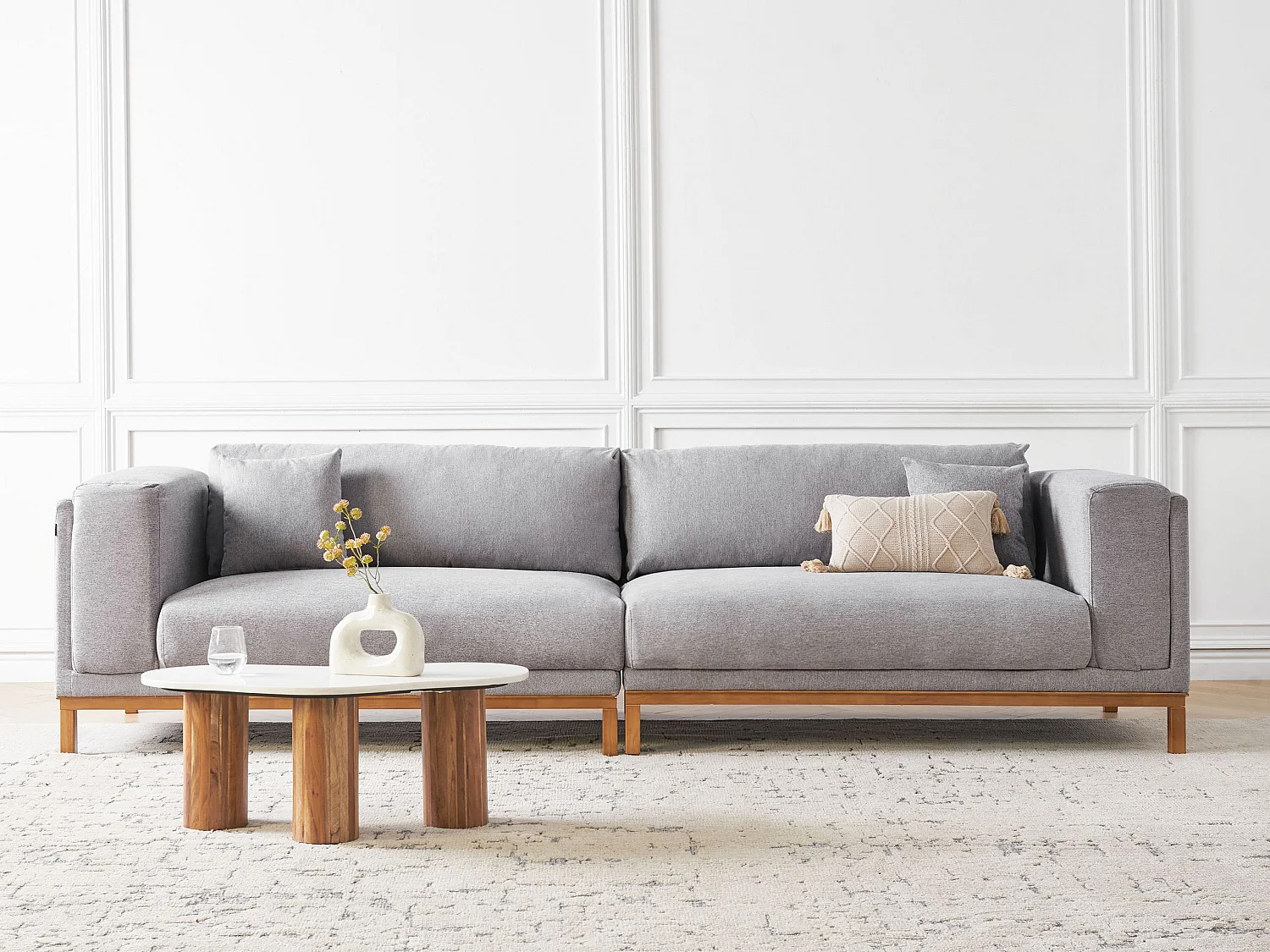 Divano VENG Tessuto Grigio 4 posti