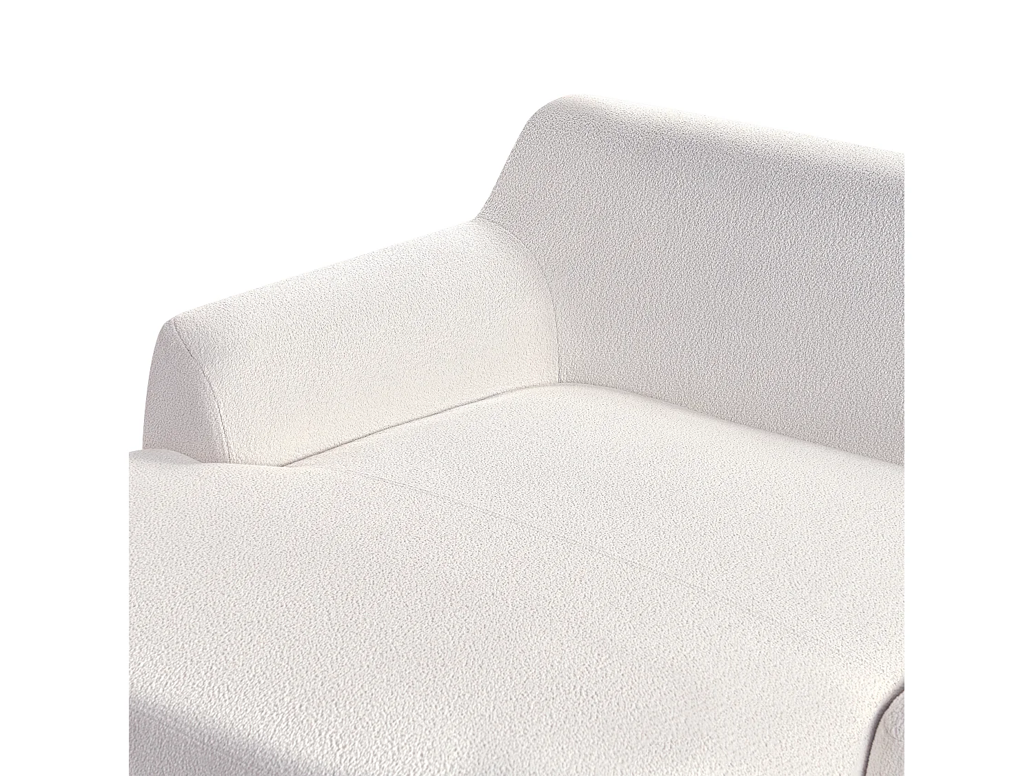 Canapé d'Angle à gauche Pieds en Bois Meuble Coin de Salon en Tissu Bouclé Blanc Cassé Sosjo