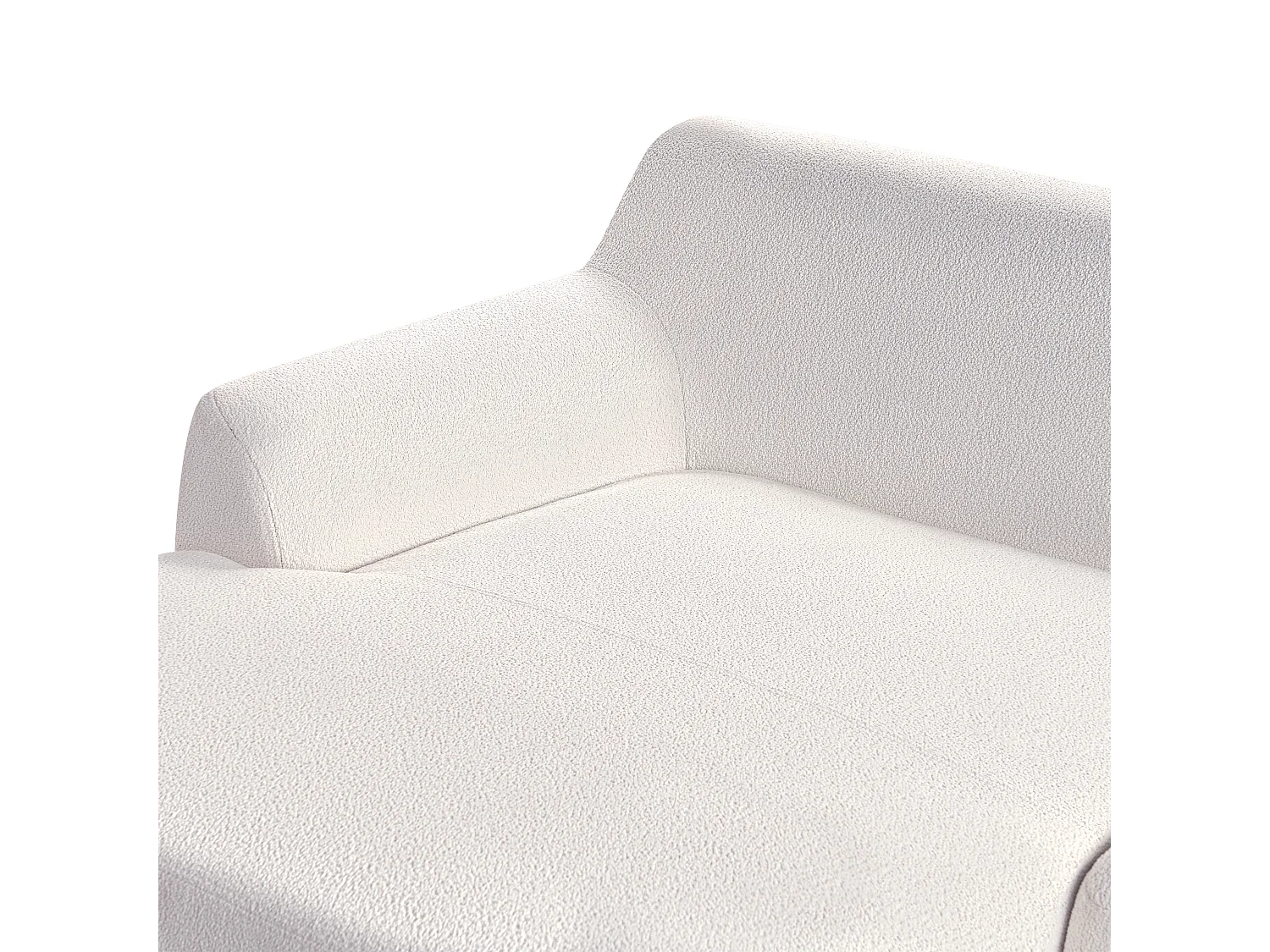 Ecksofa SOSJO Bouclé Cremeweiss 3-Sitzer rechtsseitig