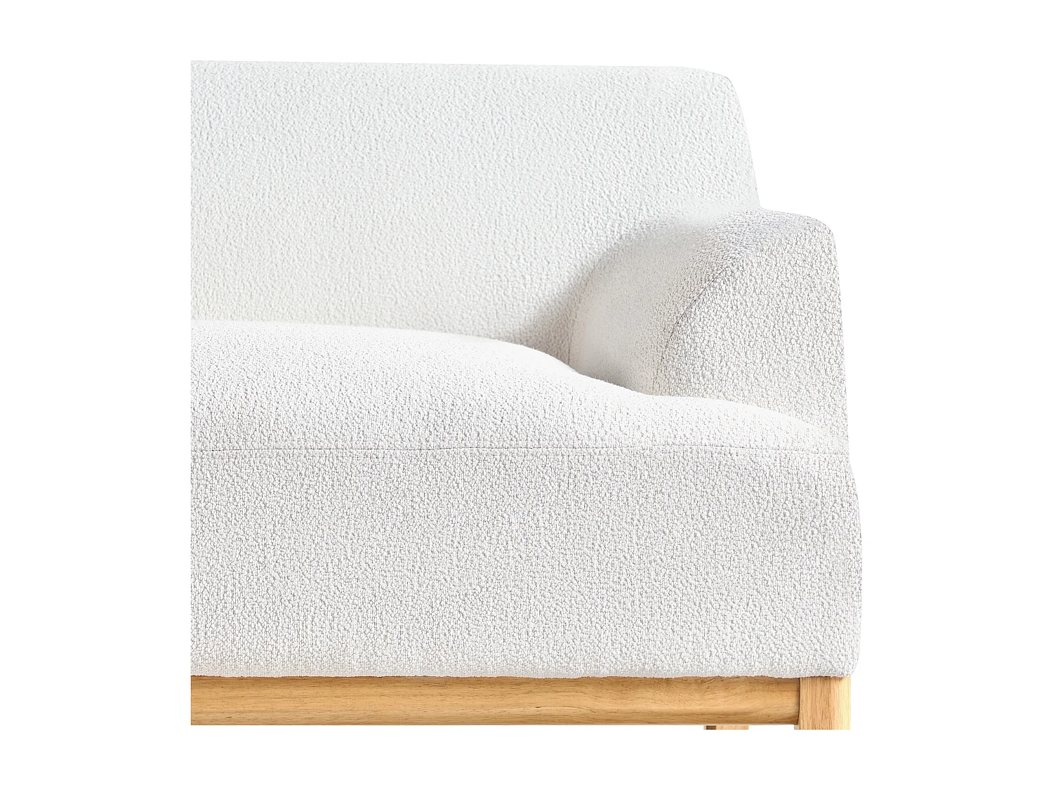 Ecksofa SOSJO Bouclé Cremeweiss 3-Sitzer rechtsseitig