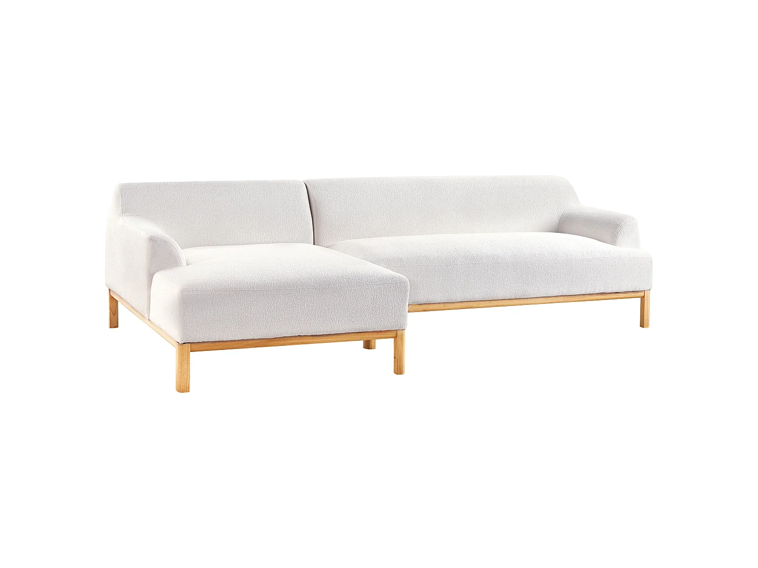 Ecksofa SOSJO Bouclé Cremeweiss 3-Sitzer rechtsseitig