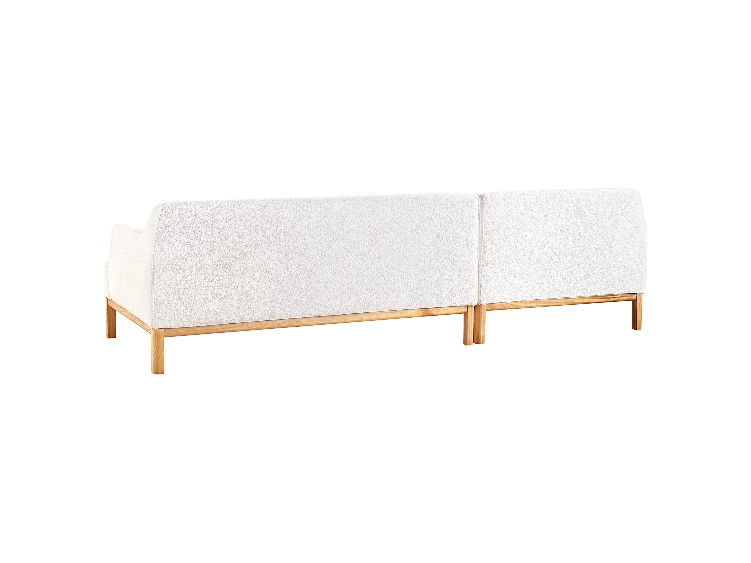 Ecksofa SOSJO Bouclé Cremeweiss 3-Sitzer rechtsseitig