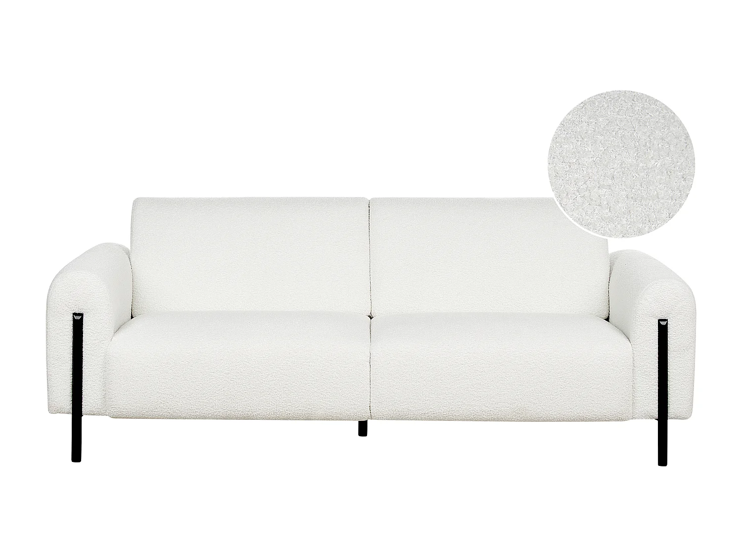 3-Sitzer Sofa Bouclé weiß verstellbare Rückenlehne Metallfüße schwarz Askim