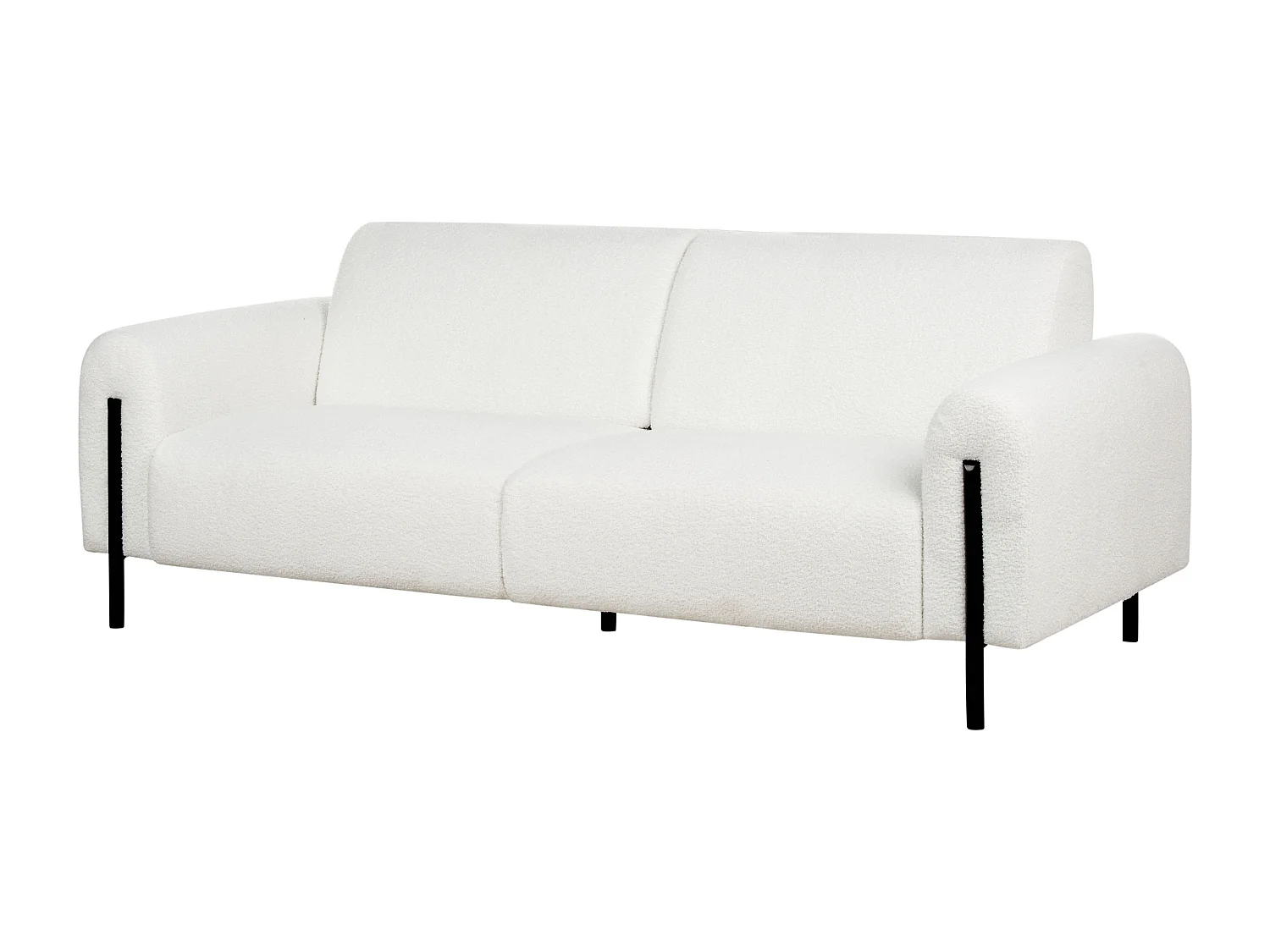 3-Sitzer Sofa Bouclé weiß verstellbare Rückenlehne Metallfüße schwarz Askim