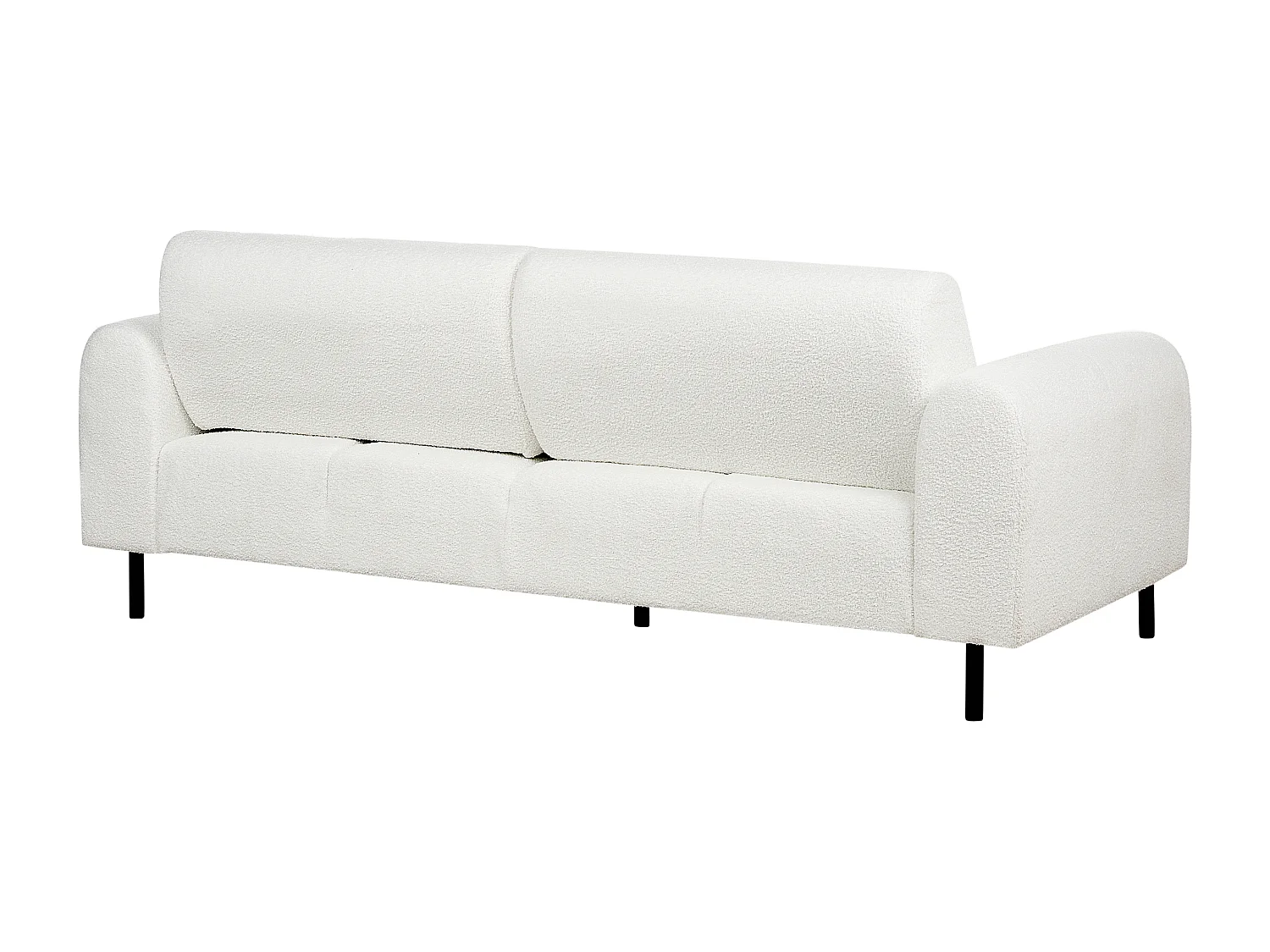 3-Sitzer Sofa Bouclé weiß verstellbare Rückenlehne Metallfüße schwarz Askim