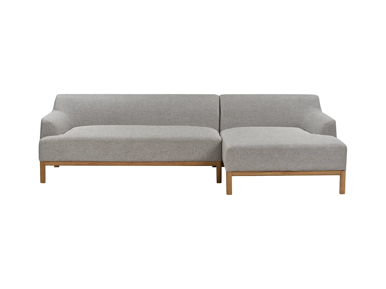 Canapé d'Angle à droite Pieds en Bois Meuble Coin de Salon en Tissu Polyester Gris Sosjo