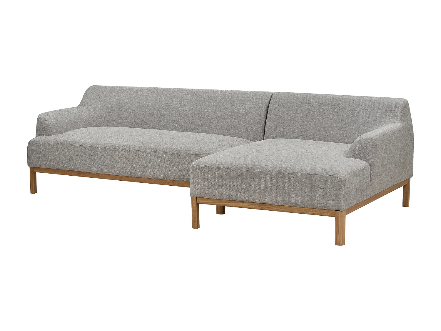 Canapé d'Angle à Gauche Pieds en Bois Meuble Coin de Salon en Tissu Polyester Gris Sosjo