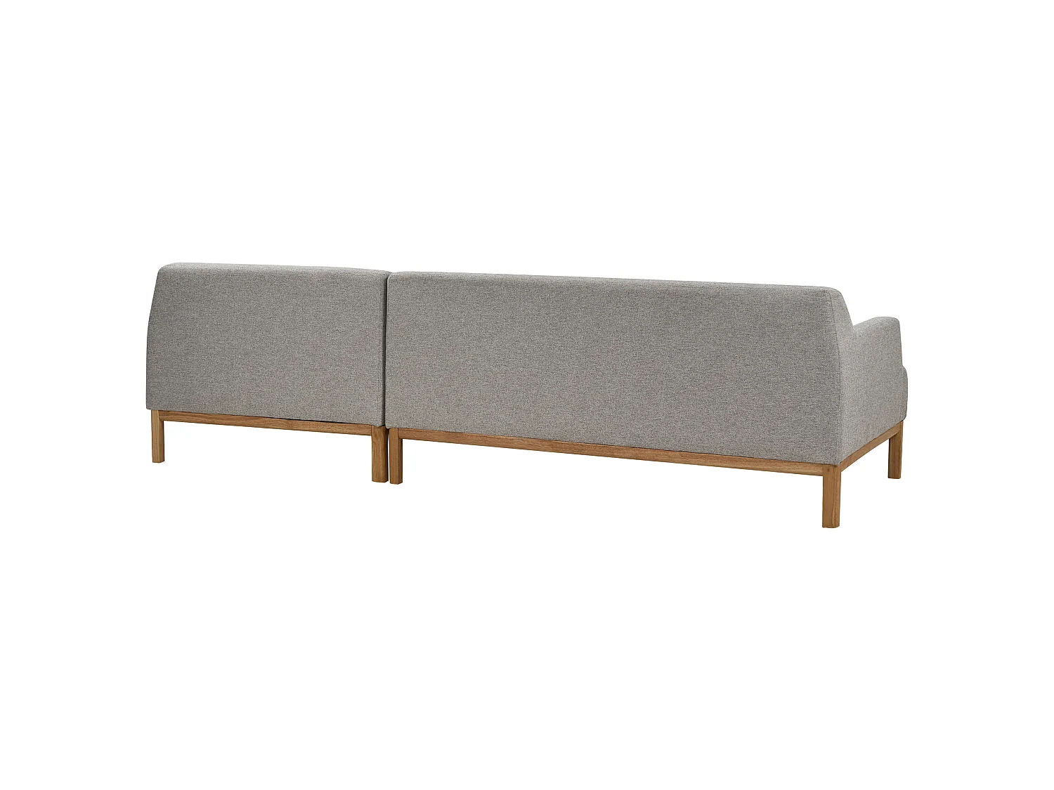 Canapé d'angle 3 places en tissu gris avec pieds en bois