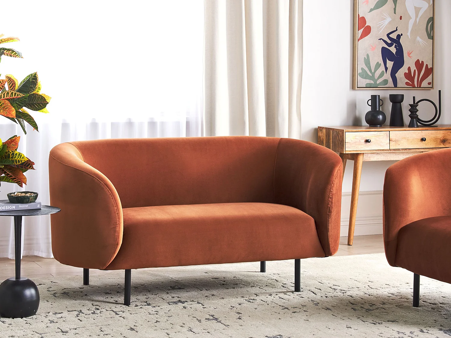 Sofa LOEN Samtstoff Orange 2-Sitzer