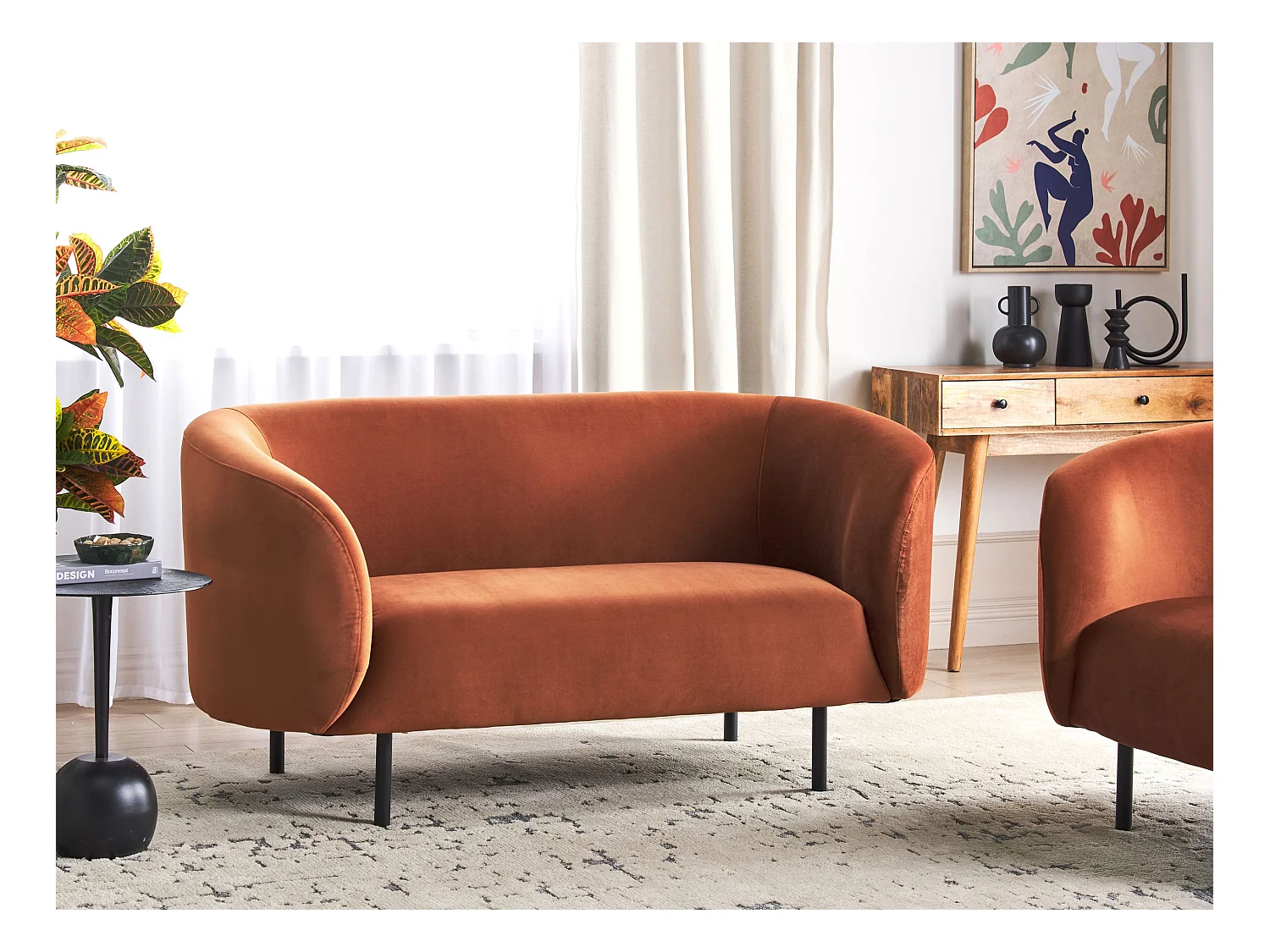 Sofa LOEN Samtstoff Orange 2-Sitzer