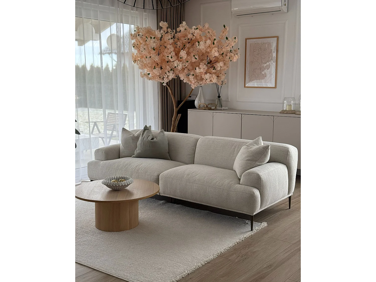 Canapé 3 places en coton beige MATILA
