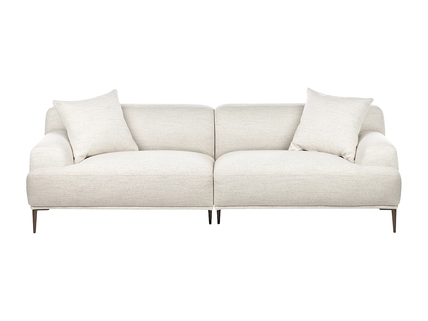 3-Sitzer Sofa Stoffbezug beige Metallbeine tiefe Sitzfläche Dekokissen Matila