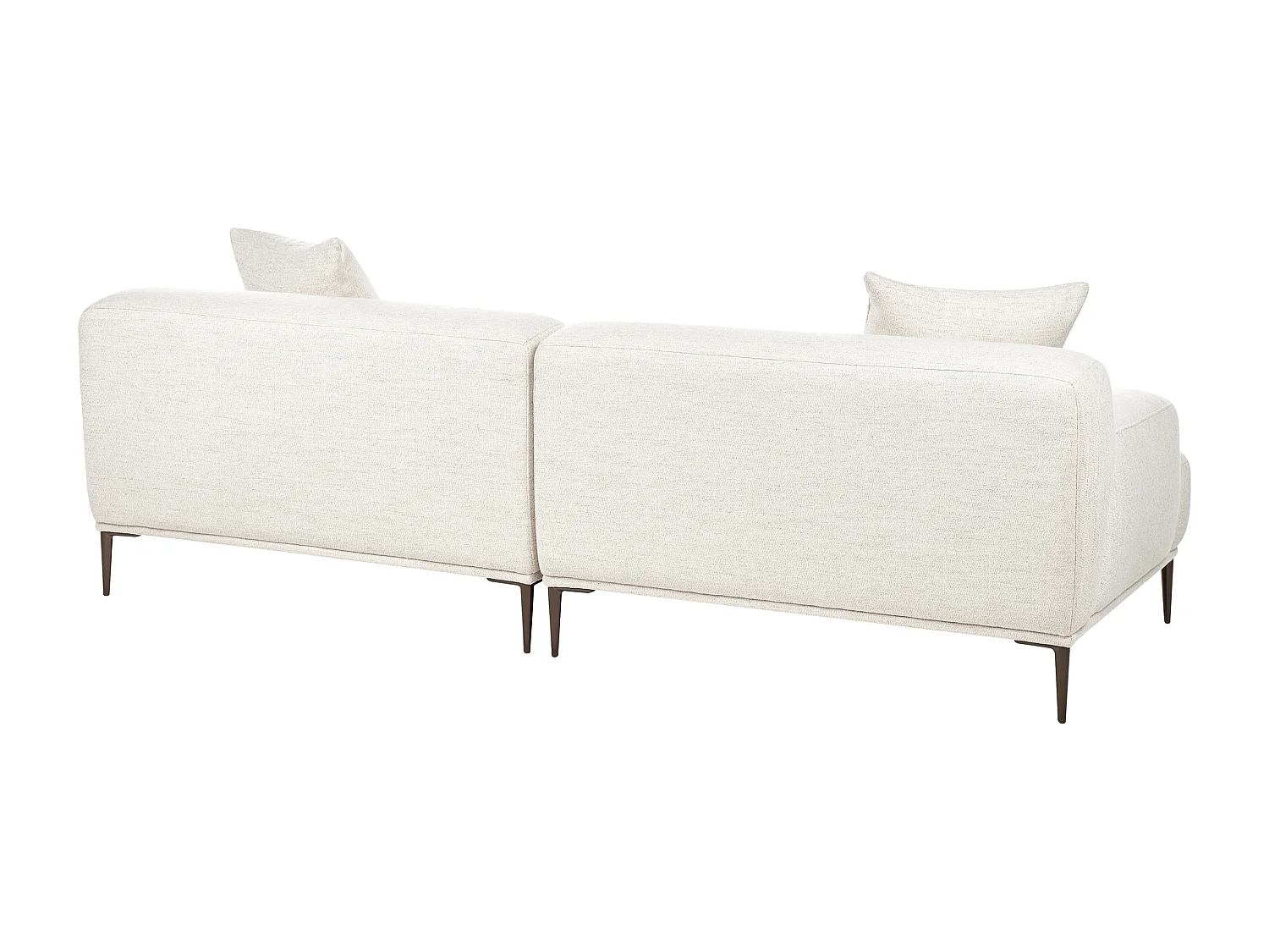 3-Sitzer Sofa Stoffbezug beige Metallbeine tiefe Sitzfläche Dekokissen Matila