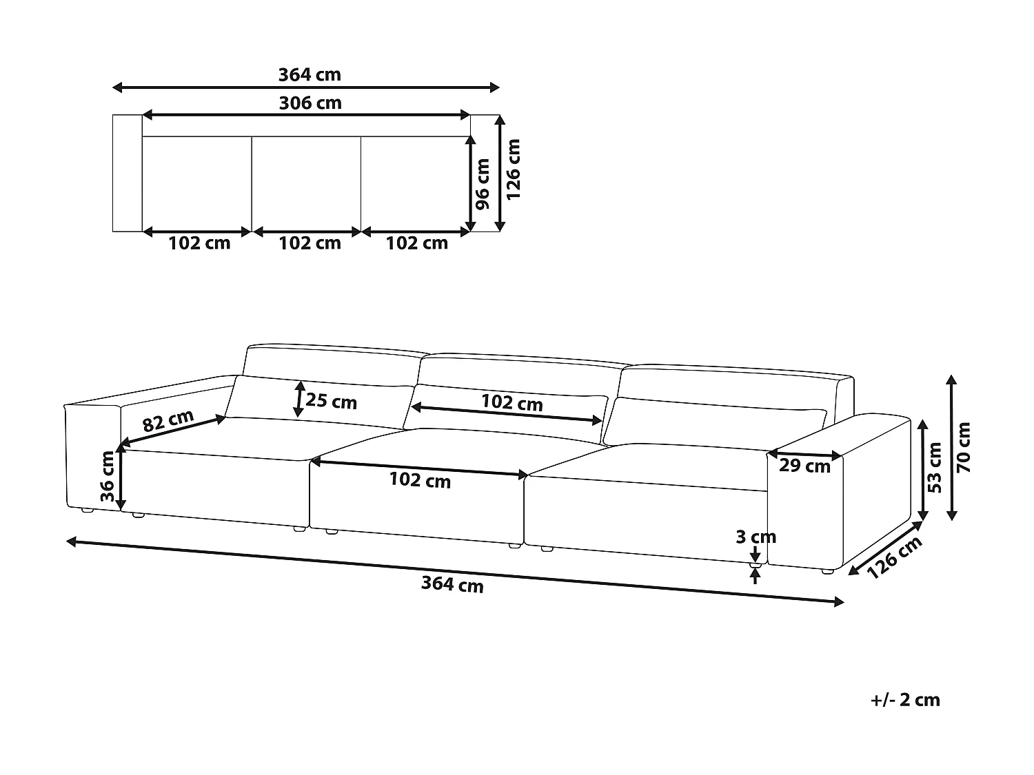 Sofá modular HELLNAR Bouclé Blanco crema 3 plazas