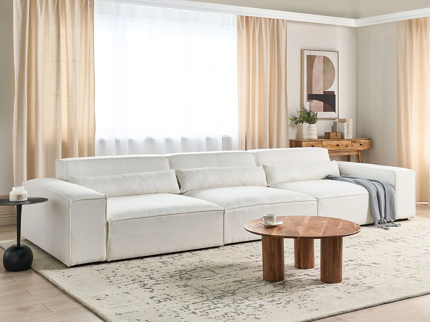 Modulsofa HELLNAR Bouclé Cremeweiss 3-Sitzer