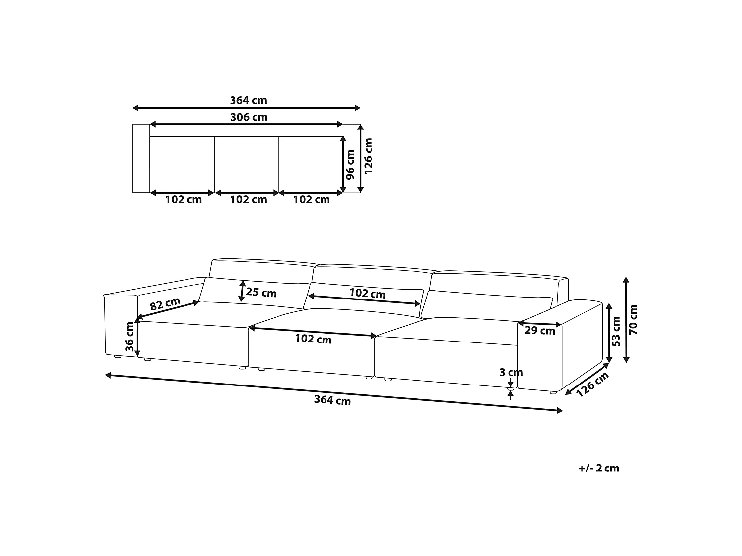 Modulsofa HELLNAR Bouclé Cremeweiss 3-Sitzer