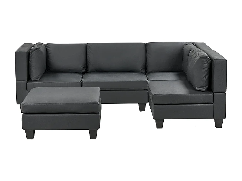 Canapé d'angle modulable 4 places UNSTAD Cuir PU Noir Côté droite