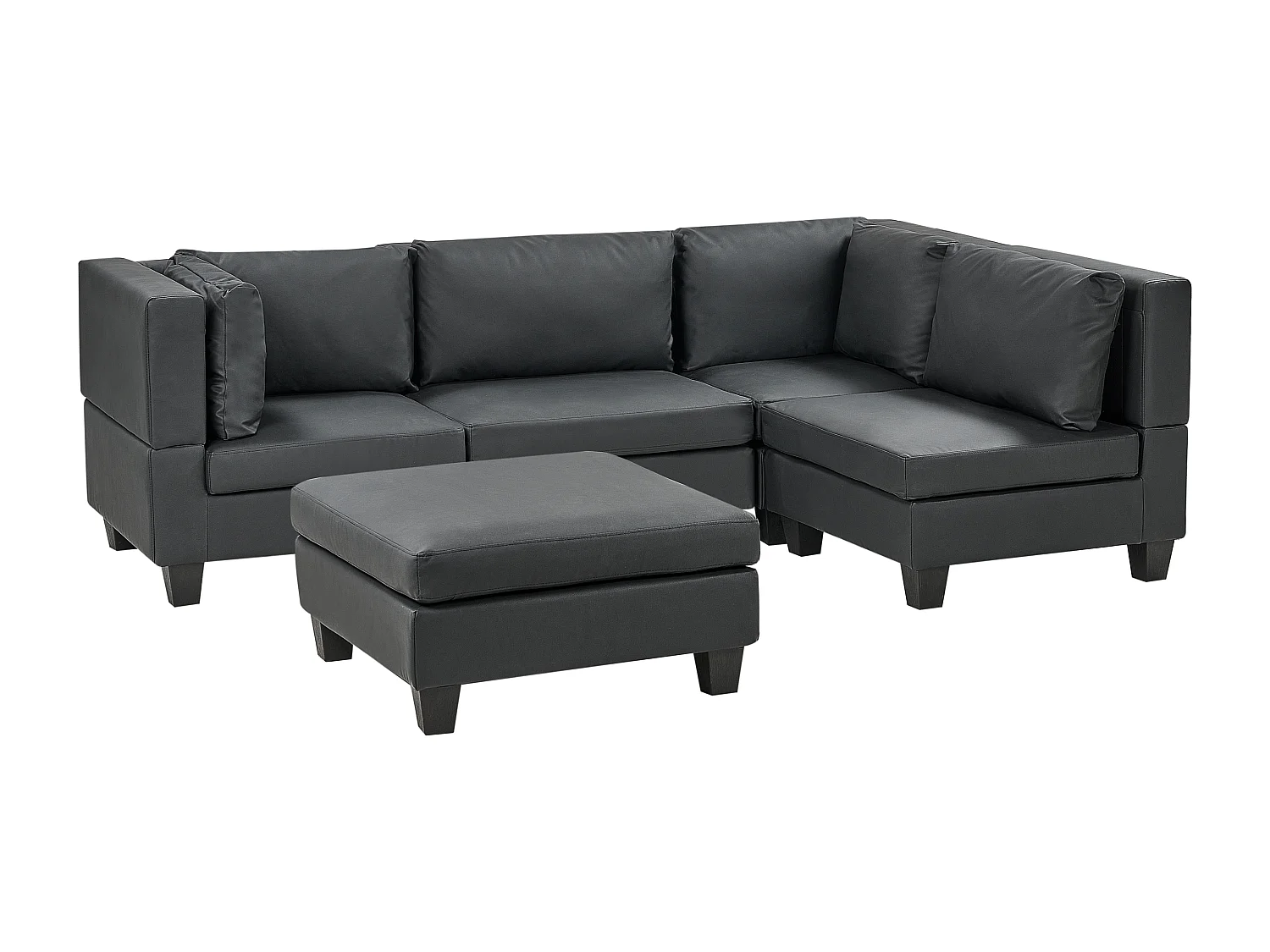 Canapé d'angle modulable 4 places UNSTAD Cuir PU Noir Côté droite