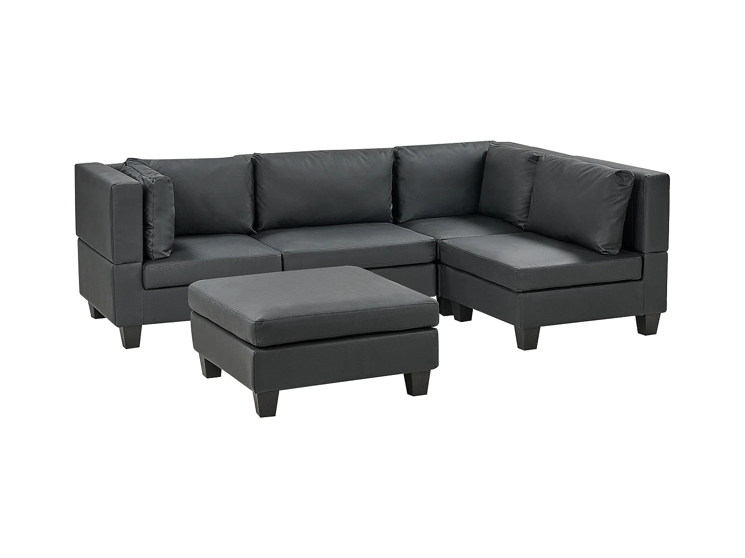 Canapé d'angle modulable 4 places UNSTAD Cuir PU Noir Côté droite