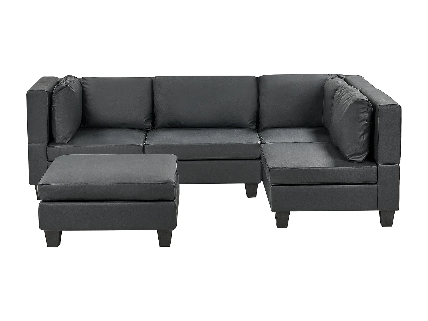 Modulaire hoekbank UNSTAD Kunstleer Zwart 4-zitter Linkerzijde