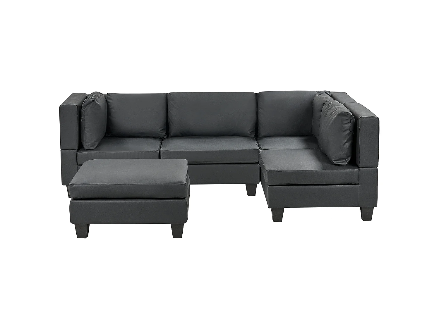 Canapé d'angle modulable UNSTAD Cuir PU Noir 4 places Côté gauche