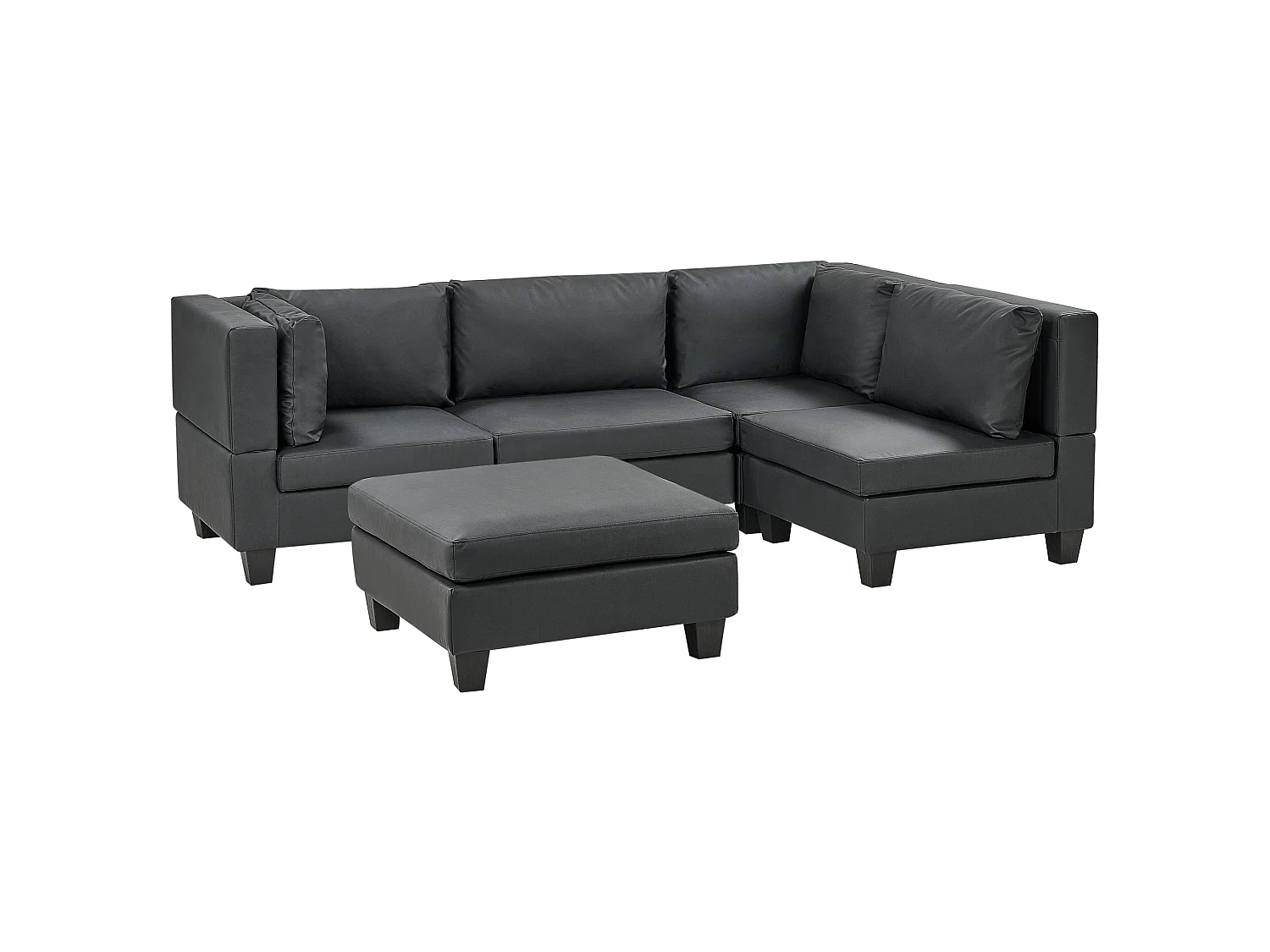 Canapé d'angle modulable UNSTAD Cuir PU Noir 4 places Côté gauche