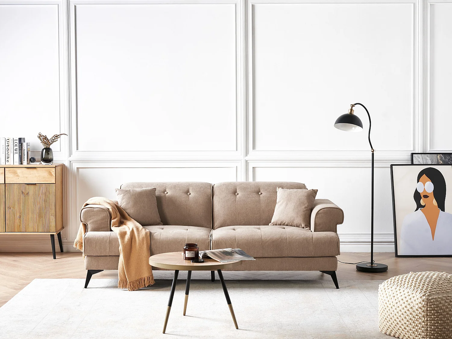 Sofa SKIVE Jasnobrązowy dla 3 osób