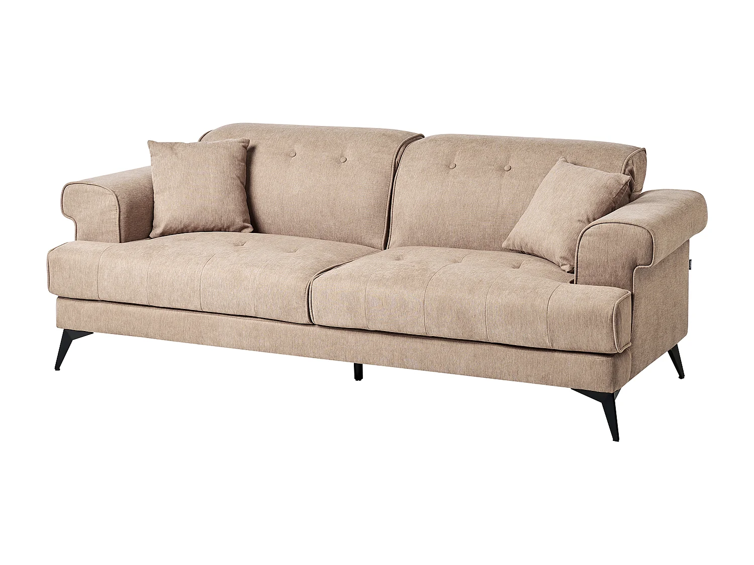 Sofa Stoff helles Braun 3-Sitzer gepolstert mit verstellbaren Kopfstützen Skive