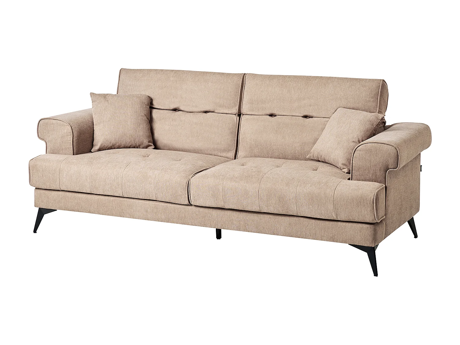 Sofa Stoff helles Braun 3-Sitzer gepolstert mit verstellbaren Kopfstützen Skive