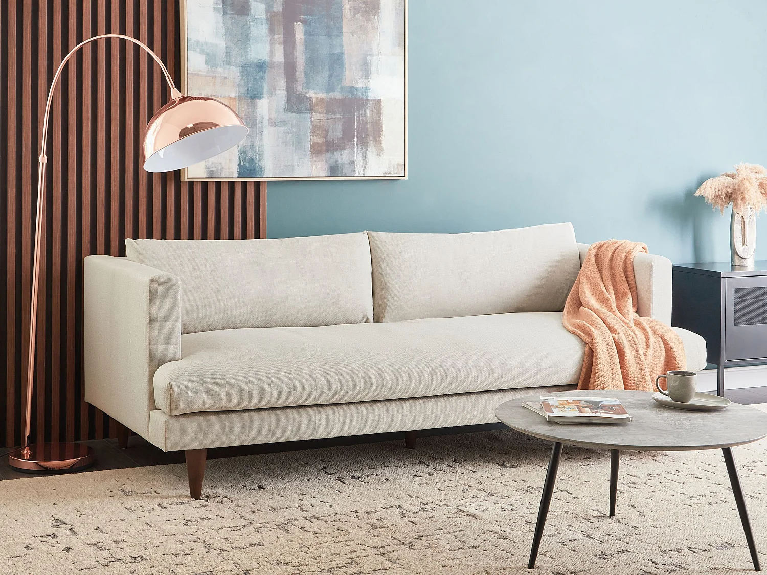 Canapé 3 places JARPEN Tissu Beige clair