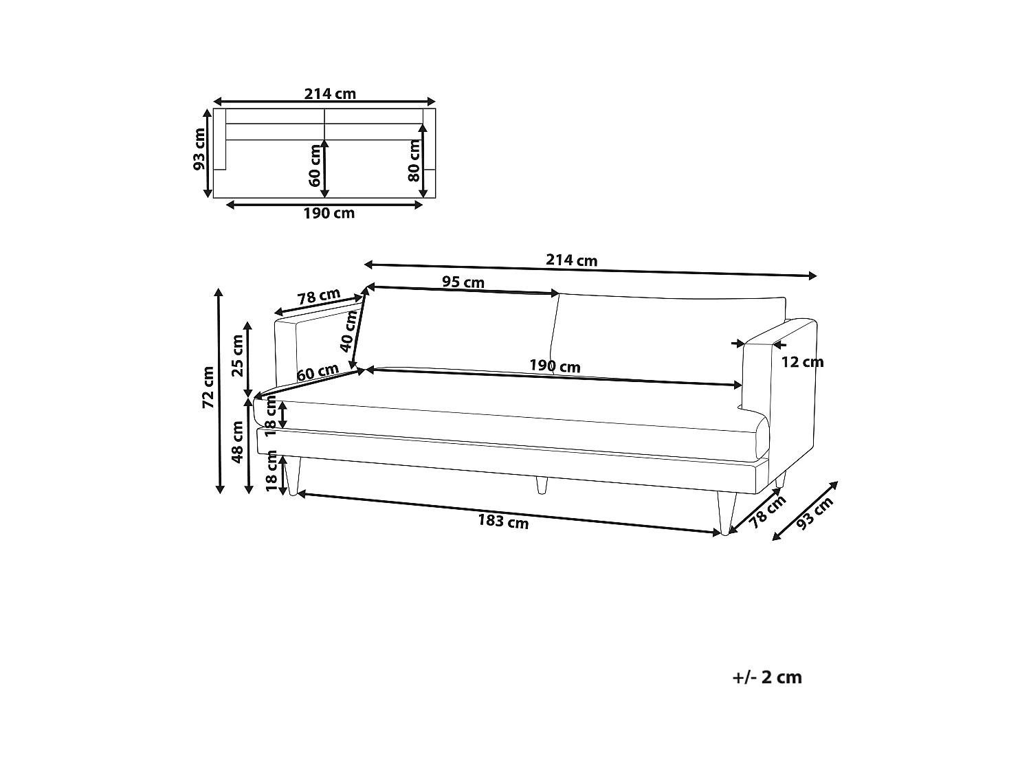 Canapé 3 places JARPEN Tissu Beige clair