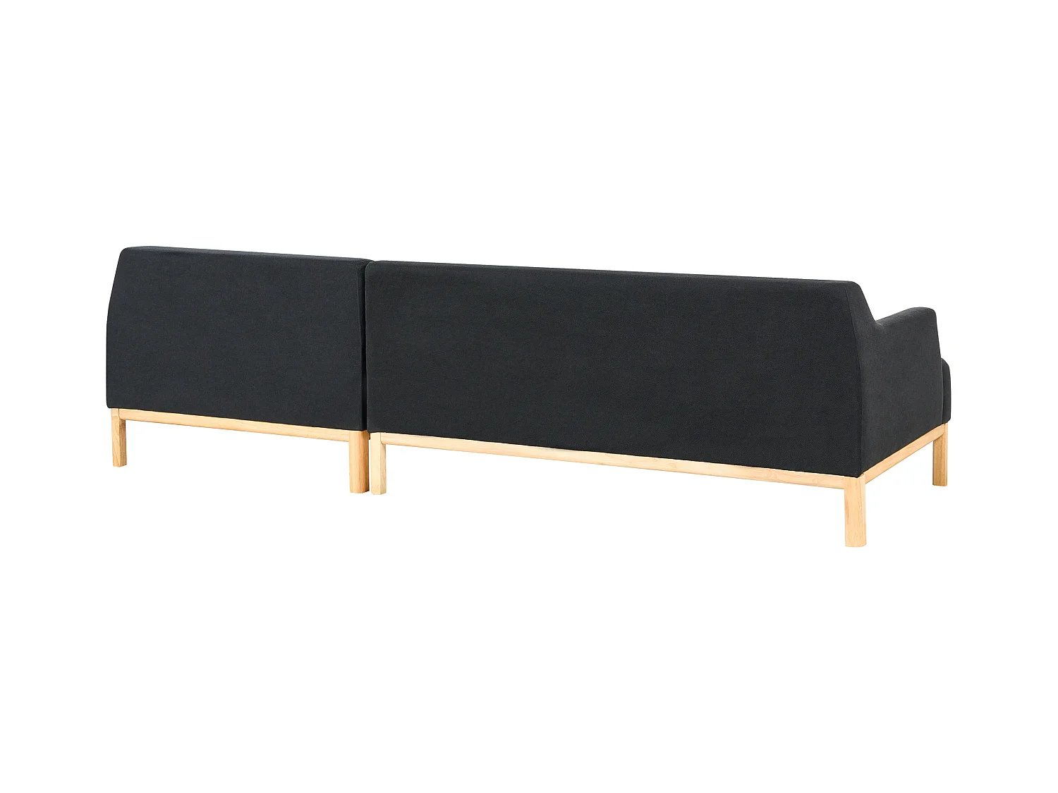 Canapé d'Angle à droite Pieds en Bois Meuble Coin de Salon en Tissu Polyester Noir Sosjo