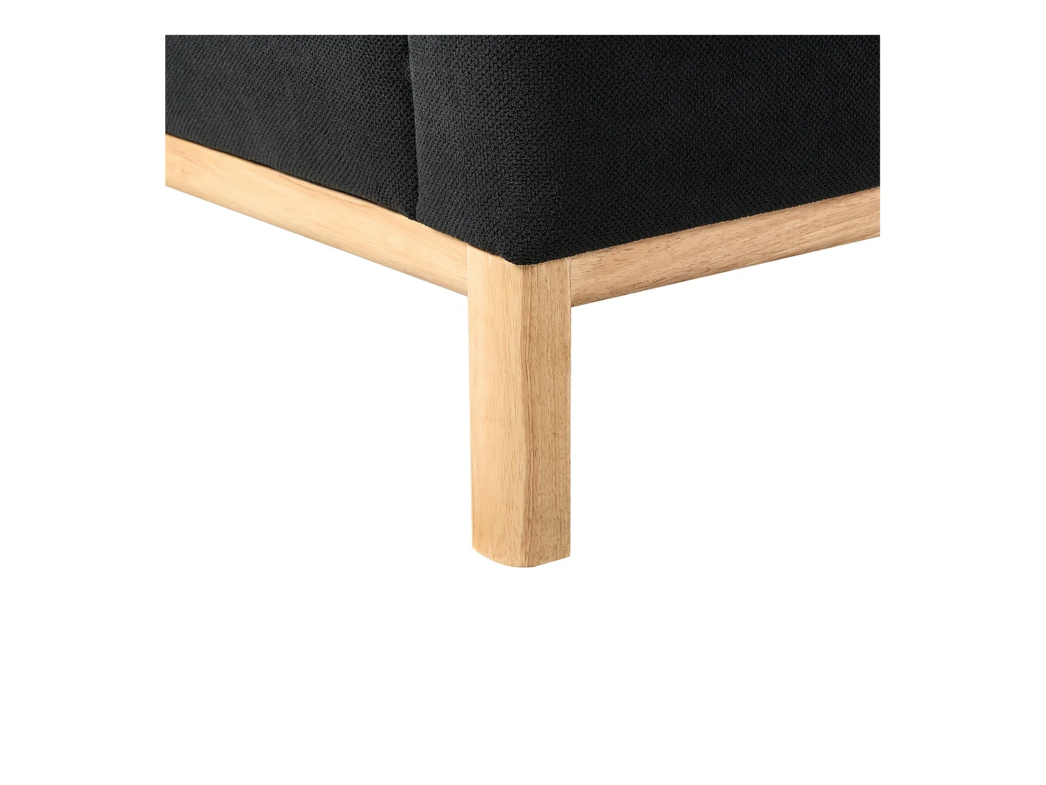 Canapé d'Angle à droite Pieds en Bois Meuble Coin de Salon en Tissu Polyester Noir Sosjo