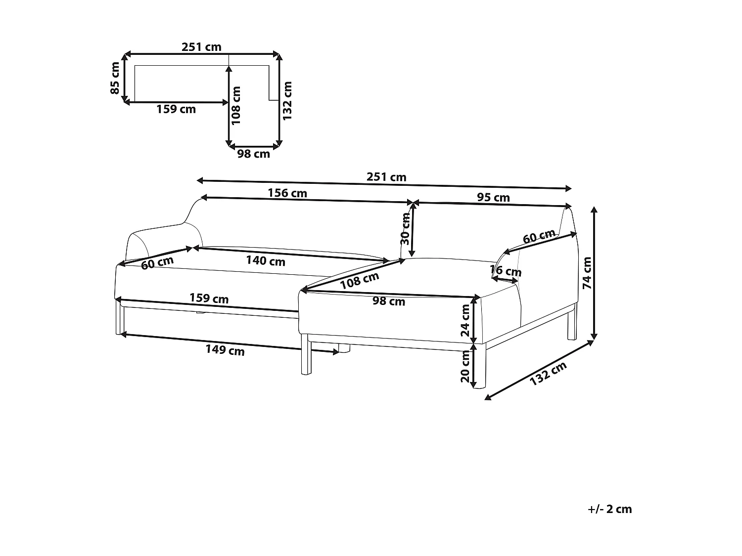 Canapé d'Angle à Gauche Pieds en Bois Meuble Coin de Salon en Tissu Polyester Noir Sosjo