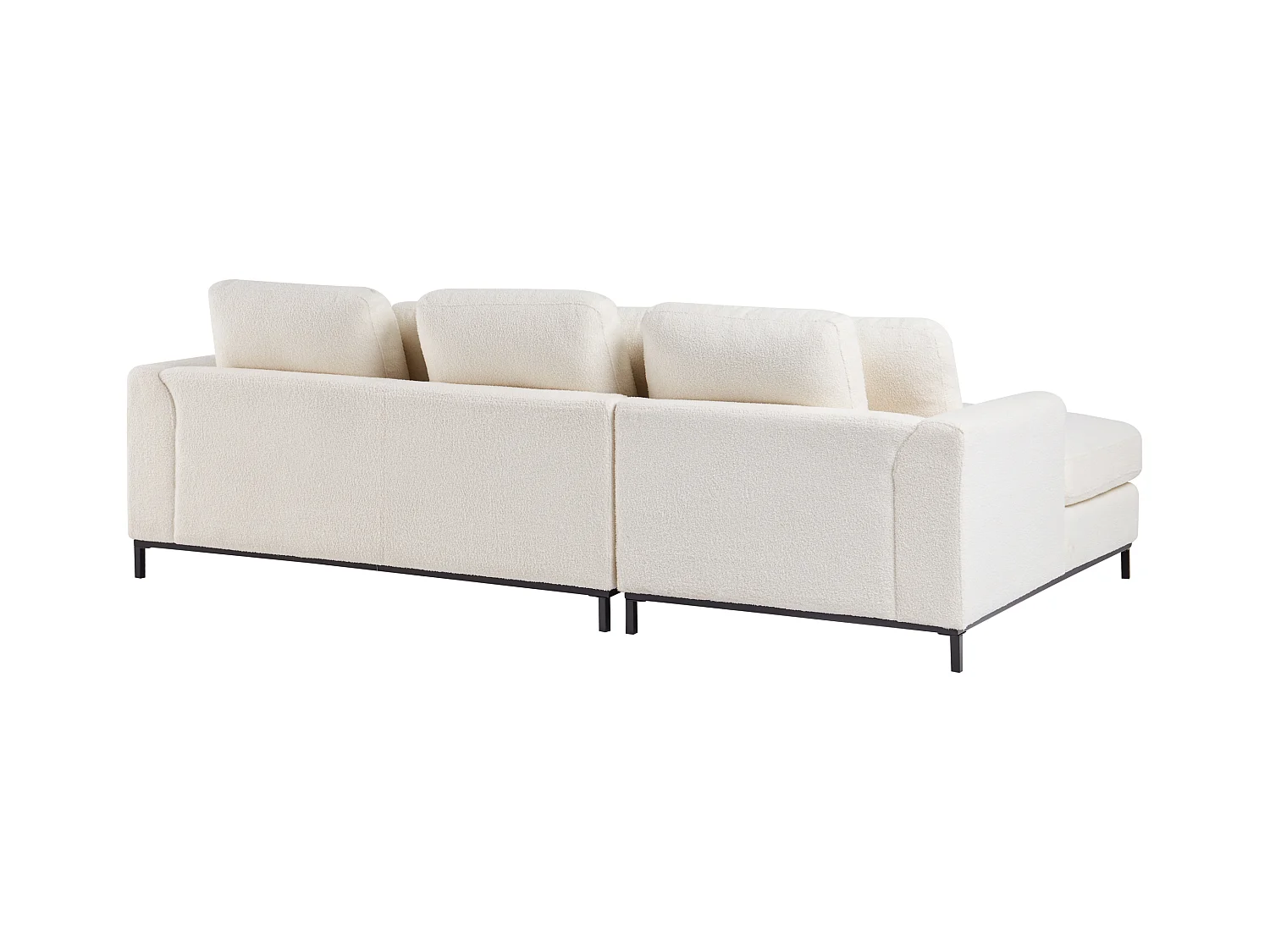 Canapé d'Angle à gauche Salon Moderne en Forme de L avec Pouf Tapissé en Tissu Bouclé Blanc Oslo