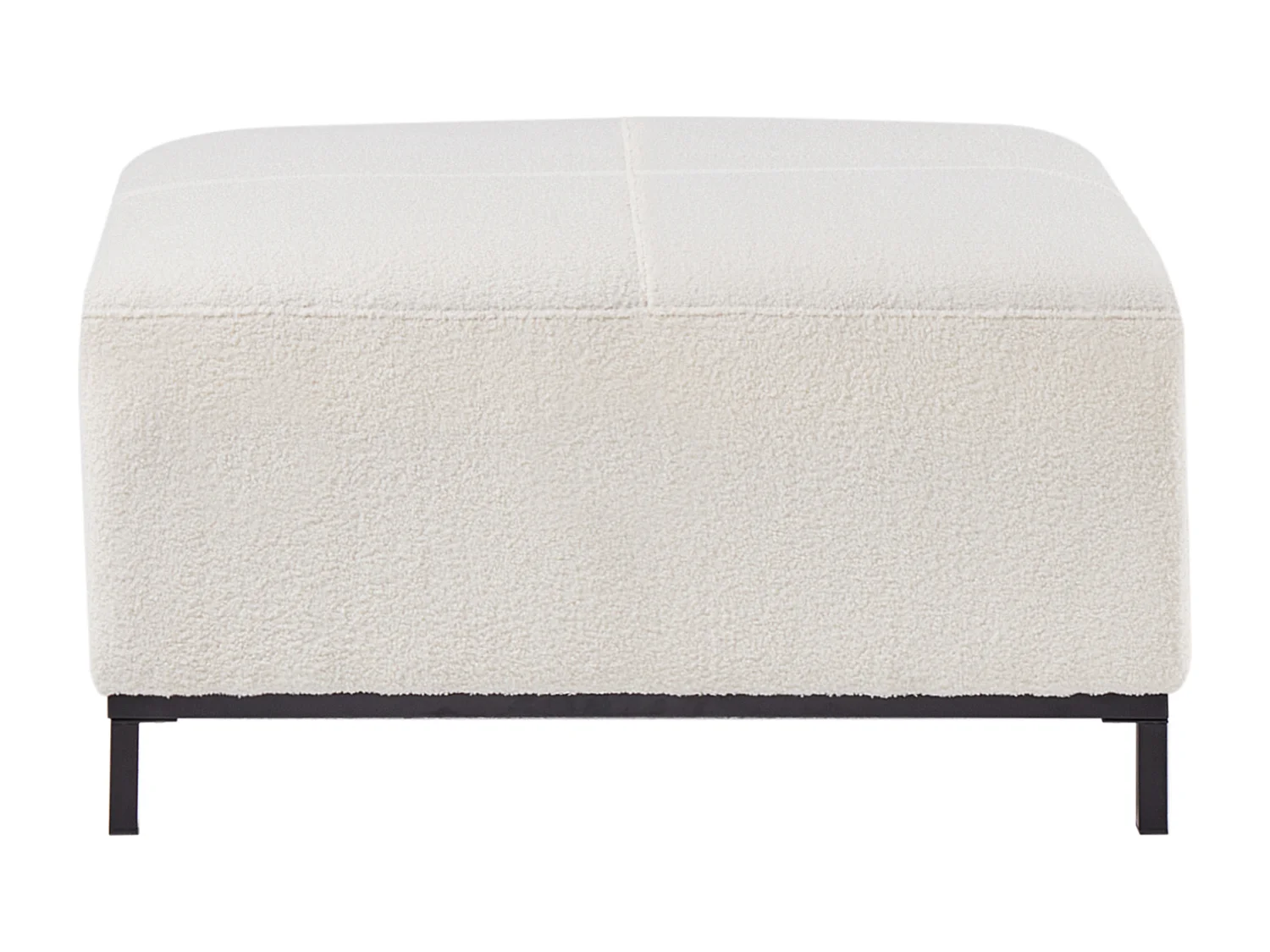 Canapé d'angle OSLO Bouclé Blanc avec ottoman 5 places Côté droit